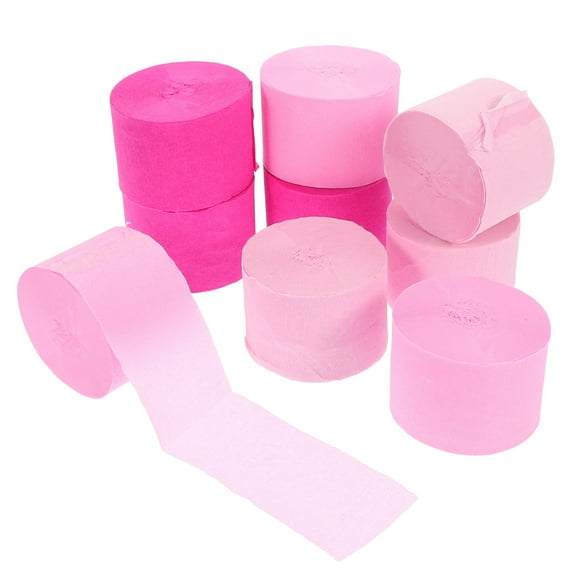 HEANUJJ Crepe Paper Streamers in Pink Decorative Ribbon for Birthday Wedding Party and Festival Decor
