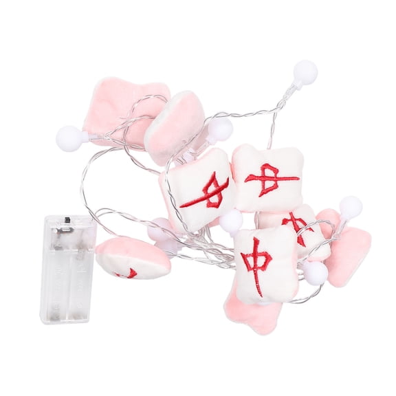 HEANUJJ Delicate Pink Mahjong String Lights for Indoor Decor and Party Ambiance, Battery Operated, Cloth and Plastic, 10