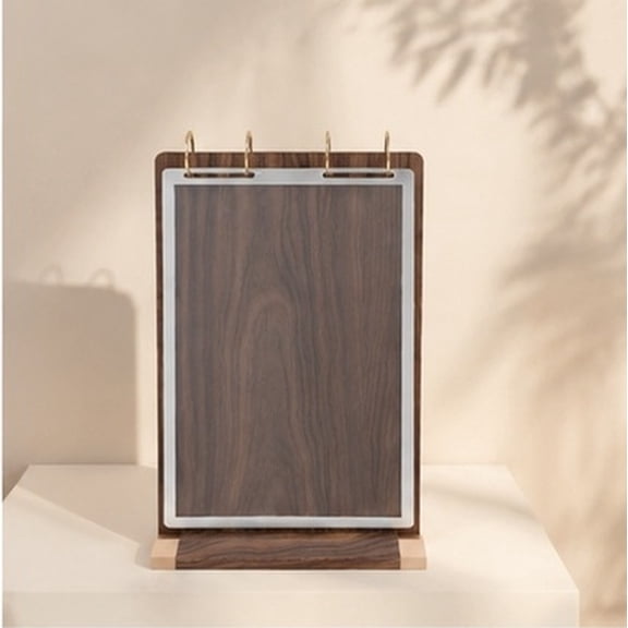 HEANUJJ A4 Desktop Display Holder, Double-Sided Sign Stand with Wooden Base for Menu, Photo, Office, Retail Display