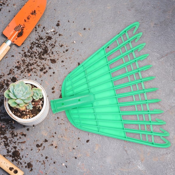 HEANUJJ Ergonomic Green Plastic Garden Rake for Yard Cleaning and Weeding