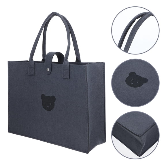 HEANUJJ Large Grey Felt Tote Bag Utility Handbag with Sturdy Handles for Daily Storage
