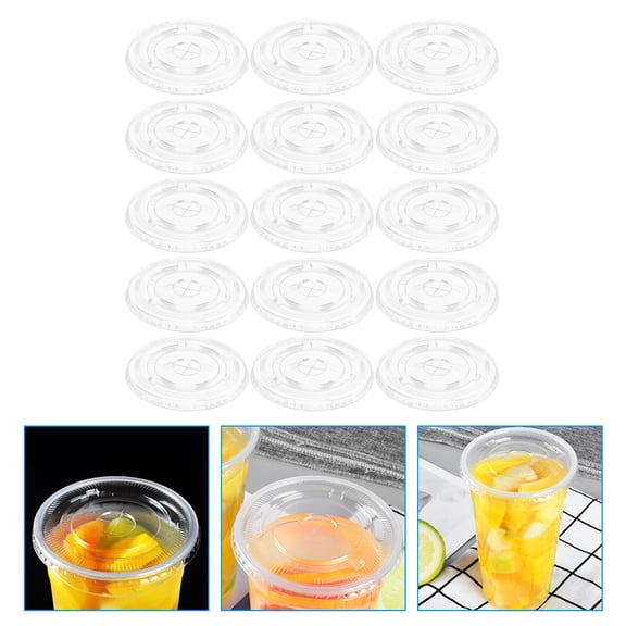 HEANUJJ Universal Cup Lid Plastic Flat Design for Home Use 100Pcs