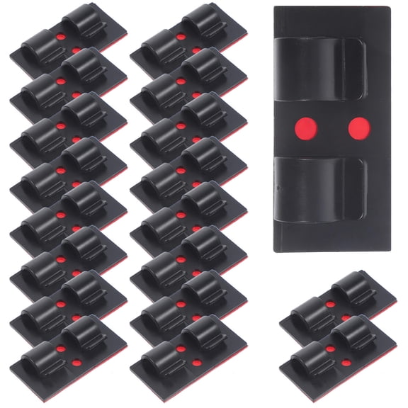 HEANUJJ 25Pcs Black Cable Clips Adhesive Wire Organizer Holder for Home Office Cord Management