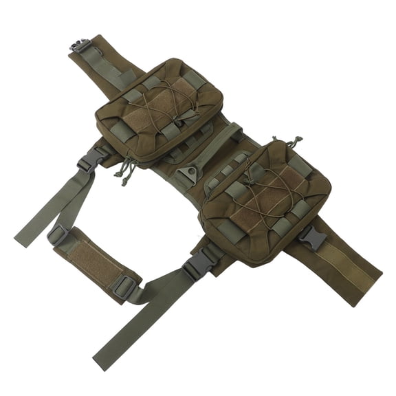 HEANUJJ Adjustable Olive Green Dog Saddle Bag with Side Pockets for Hiking