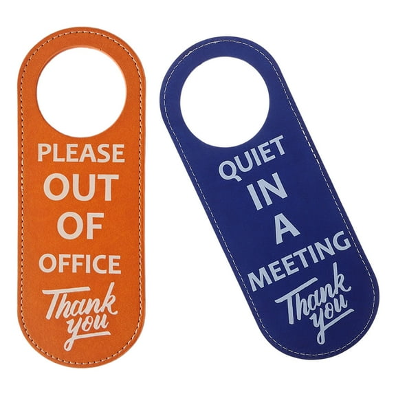 HEANUJJ 2Pcs Door Hanger Sign for Office Meetings Double Sided PU Material Clear Visible Text in Assorted Colors