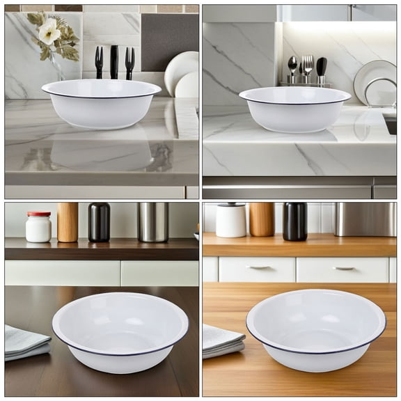 HEANUJJ Large White Vintage Enamel Basin - Multifunctional Kitchen Bowl with Extra Capacity for Cooking and Serving