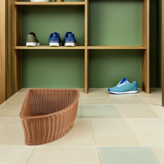 HEANUJJ Triangle Storage Bin Light Brown for Bathroom Closet and Wardrobe Organizer