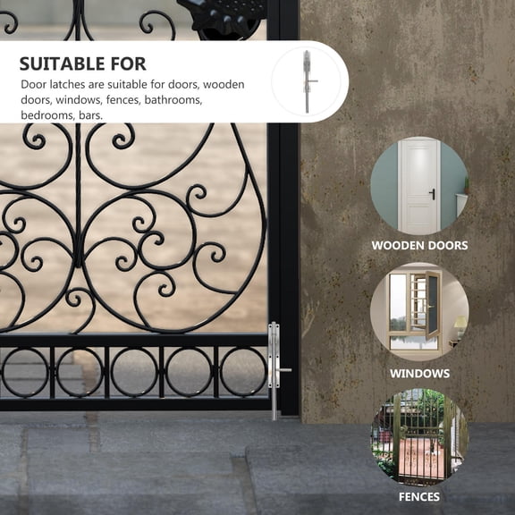 HEANUJJ Plated Silver Stainless Steel Gate Floor Bolt Lock Durable Corrosion Resistant for Home