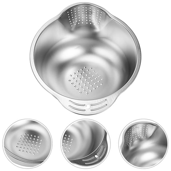 HEANUJJ Stainless Steel Fine Mesh Strainer Basket for Washing Rice, Fruits & Vegetables with Convenient Easy Pour Design
