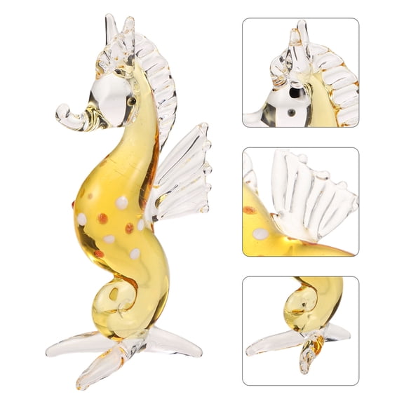 HEANUJJ Glass Sea Animals Seahorse Figurine Crystal Yellow Living Room Decor 1Pack