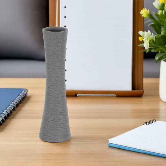 HEANUJJ Grey Cone Shaped Ceramic Vase Ribbed Design for Unique Table Centerpiece