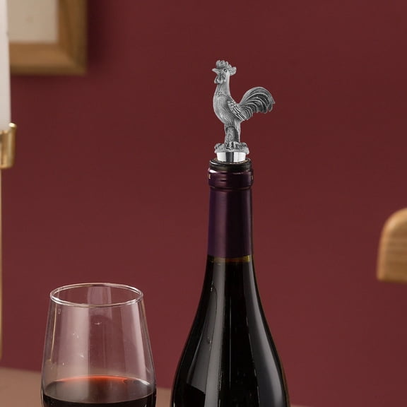 HEANUJJ Decorative Grey Rooster Wine Bottle Stopper for Dining Table