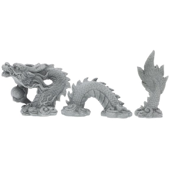 HEANUJJ Grey Resin Dragon Statue Decorative Ornament for Home Decoration 8.5 Inches