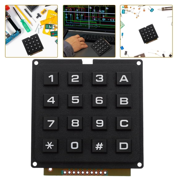 HEANUJJ Single Chip Keyboard 16 Keys Black Plastic Membrane Keypad for Computer