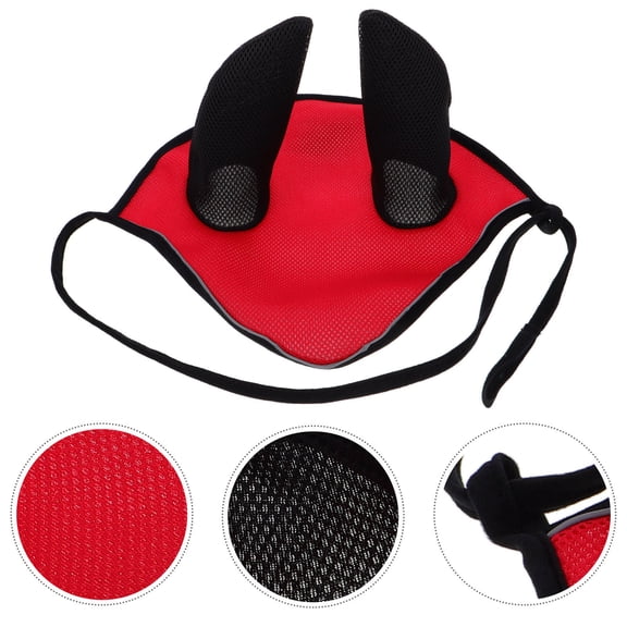 HEANUJJ Red Mesh Fabric Horse Ear Bonnet for Comfortable Outdoor Use