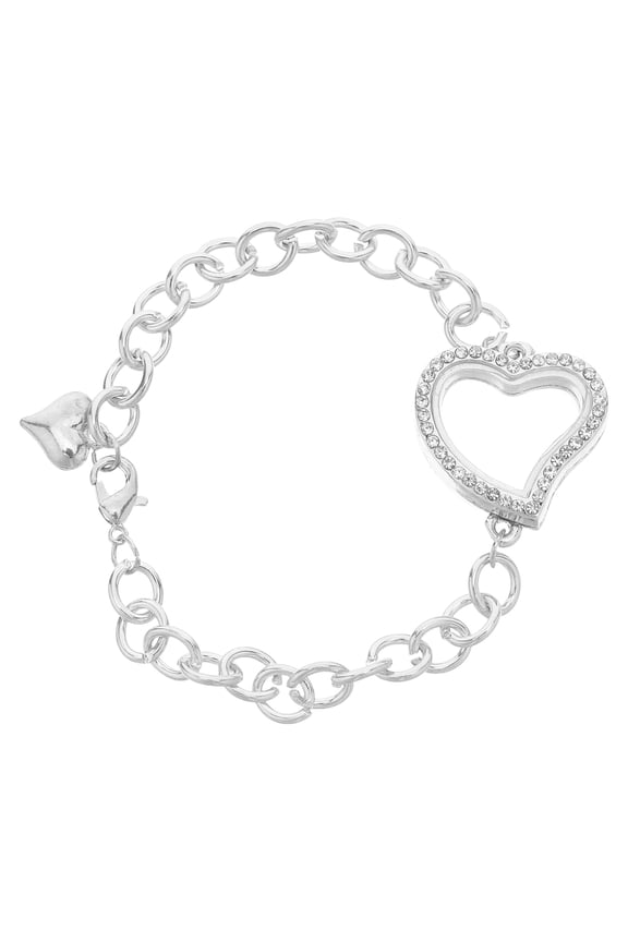 Inspirational Heart Memory Bracelet in Alloy with Adjustable Links and Rhinestones