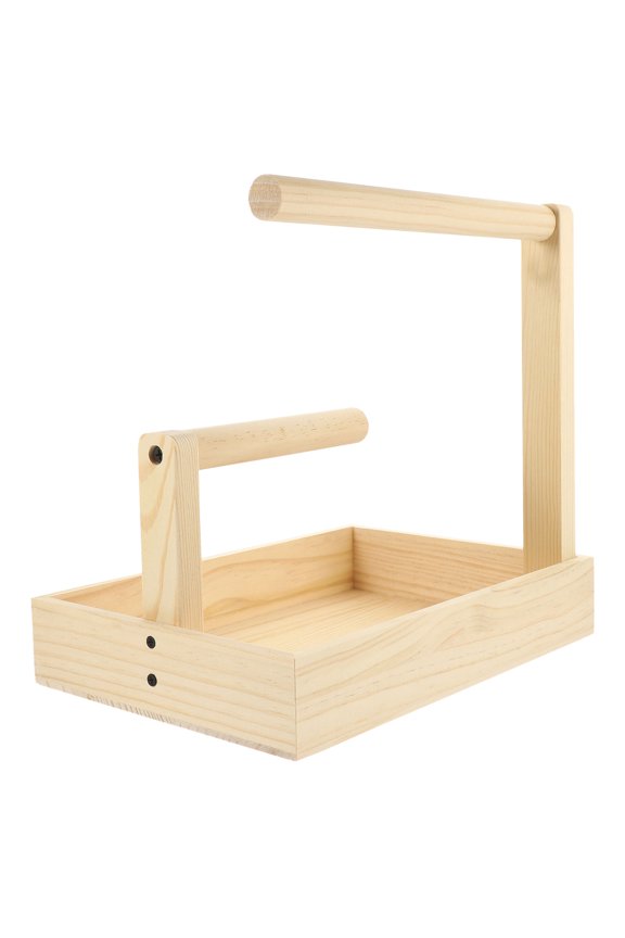 Minimalist Beige Jewelry Stand with Tray Solid Wood Display for Necklaces Keys and Bracelets