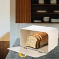 thumbnail image 1 of HEANUJJ Beige Metal Bread Box for Kitchen Countertop with Magnetic Clasp, 1 of 8