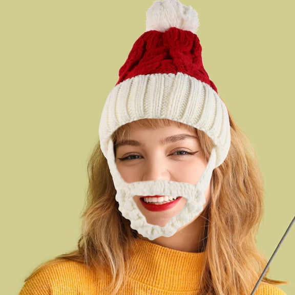 HEANUJJ Knitted Hats for Women Santa Hat Red and White 1 PCS Festive Atmosphere for Christmas Celebration