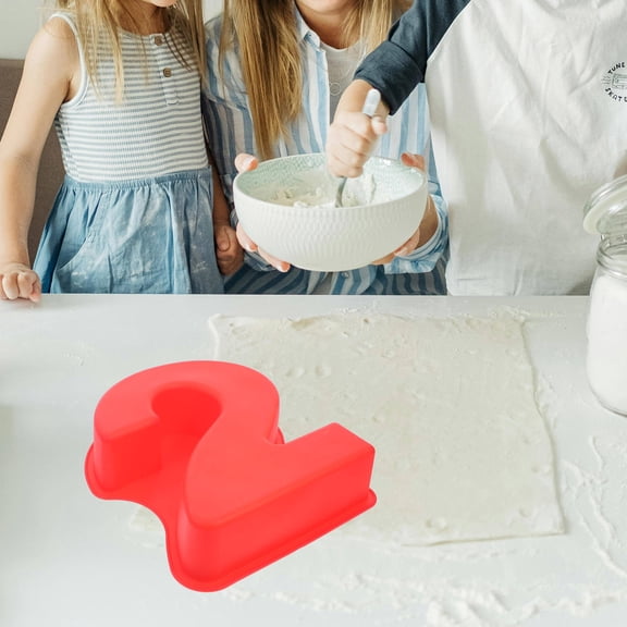 HEANUJJ Red Silicone Number Cake Mold for Baking Large Cakes, Pastries, and Desserts - Household Baking Tool with Stylish Design