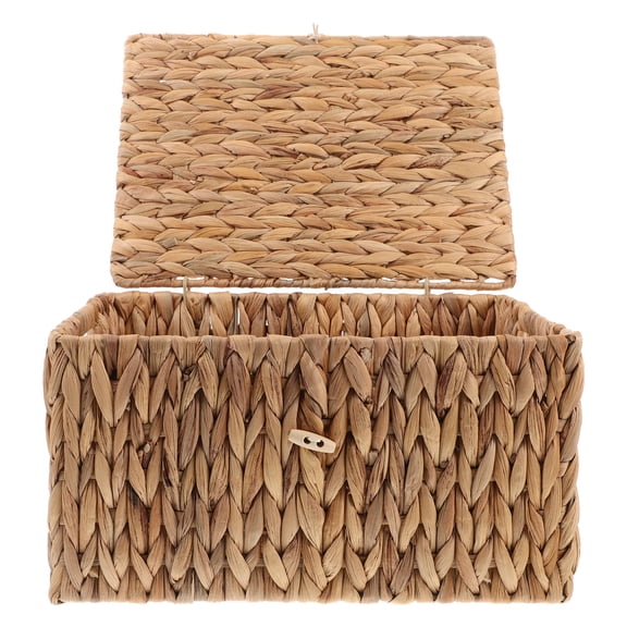 HEANUJJ Woven Baskets for Storage Rectangular Grass Weave Light Brown 1Pack