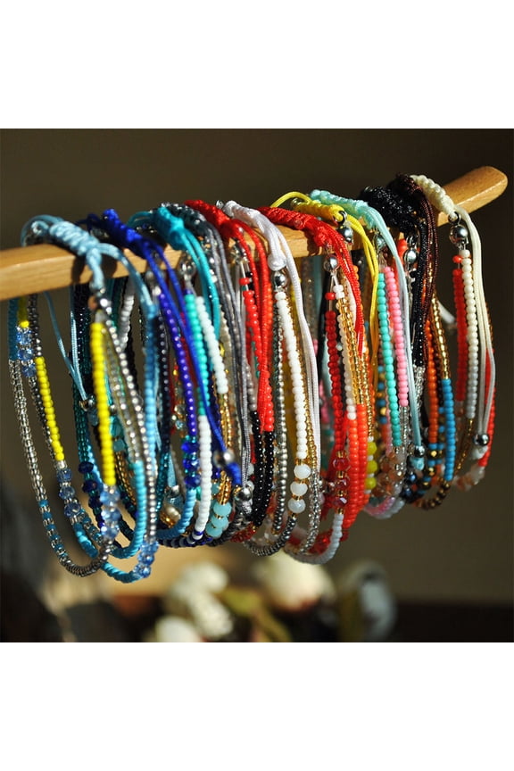 Lightweight Durable Multi-Layers Bracelet Knitted Rope Sky Blue Ethnic Style Wrist Decoration