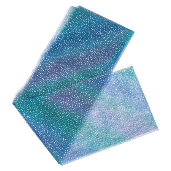 HEANUJJ Blue Gradient Mesh Ribbon Roll for DIY Crafts and Hairband Decor with Sheer Fabric and Firm Edges