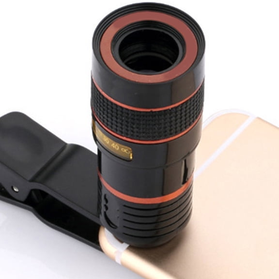 HEANUJJ 8X Telescopic Camera Lens for Smartphones, Portable Handheld Telescope Lens, Black, Single Piece Set