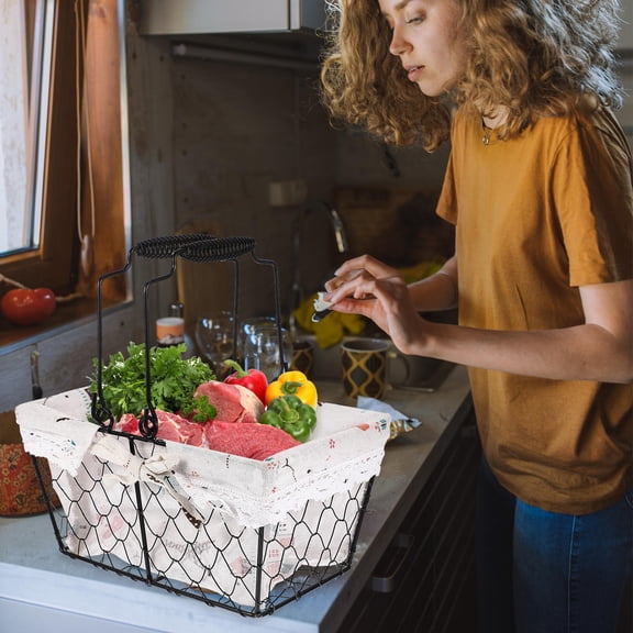 HEANUJJ Multi-Color Iron Wire Holder Basket for Kitchen Countertop Storage and Home Organization