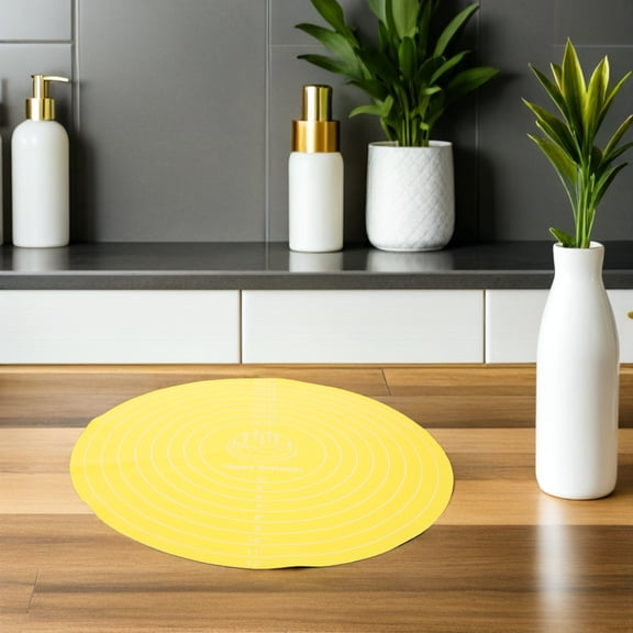 HEANUJJ Round Yellow Silicone Baking Mat Non- Base for Kneading, Rolling Dough and Baking