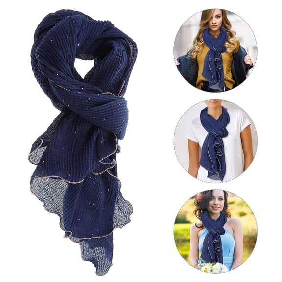 HEANUJJ Navy Head Scarves Elegant 1Set For Women Daily Life Travel