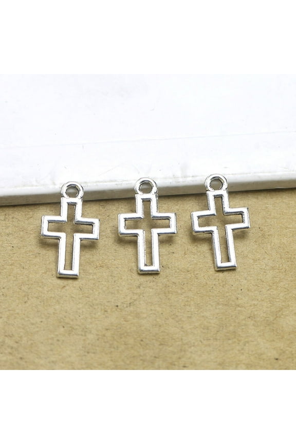 50 Pcs Cross Pendant Charms for Jewelry Making Craft Supplies Accessories