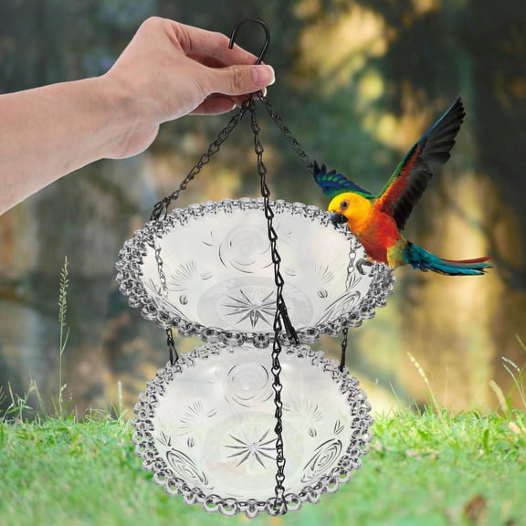 HEANUJJ Garden Hanging Bird Feeder in Grey with Double Layer Design for Porch and Balcony