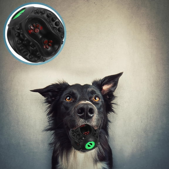 HEANUJJ Dog Squeaky Balls Pet Treat Ball Black Latex 1Pack