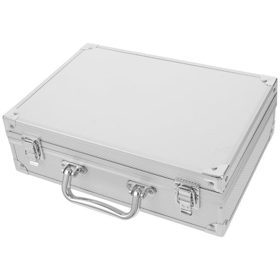 HEANUJJ Aluminum Alloy Hard Briefcase with Sponge Lining Portable Toolbox for Secure Storage Plated Silver