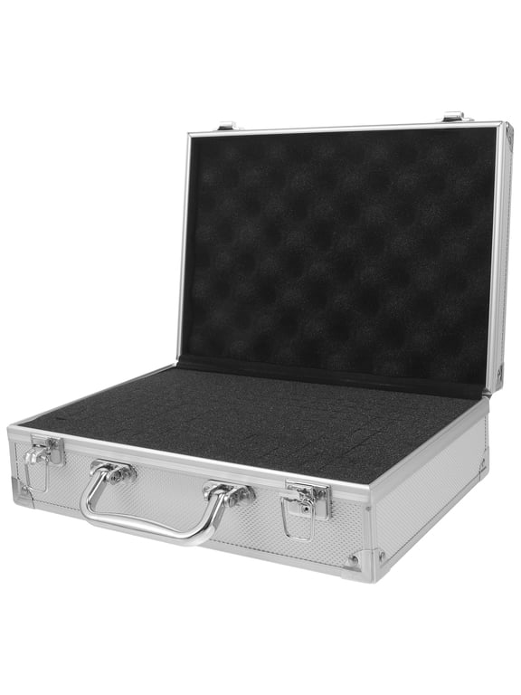 Portable Aluminum Briefcase with Hard Shell and Sponge Lining for Secure Tool and Document Storage