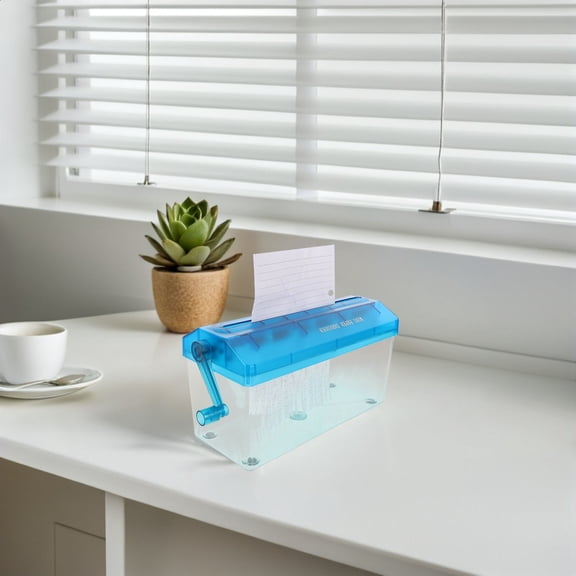 HEANUJJ Portable Manual Paper Shredder Handheld Stripe Cutting for Home Office Use Sky Blue