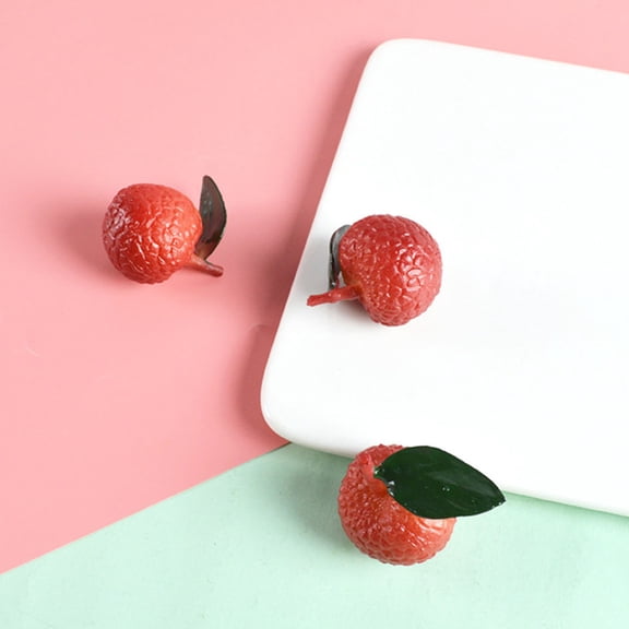 HEANUJJ 4Pcs Artificial Lychee Decor Red PVC Fake Lychee Models for Home Table Centerpiece Photo Props