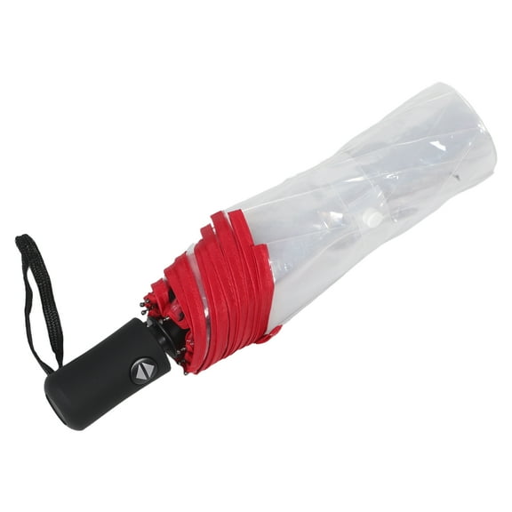 HEANUJJ Red Transparent Folding Umbrella with Automatic Open & Close, Windproof and Design for Rain