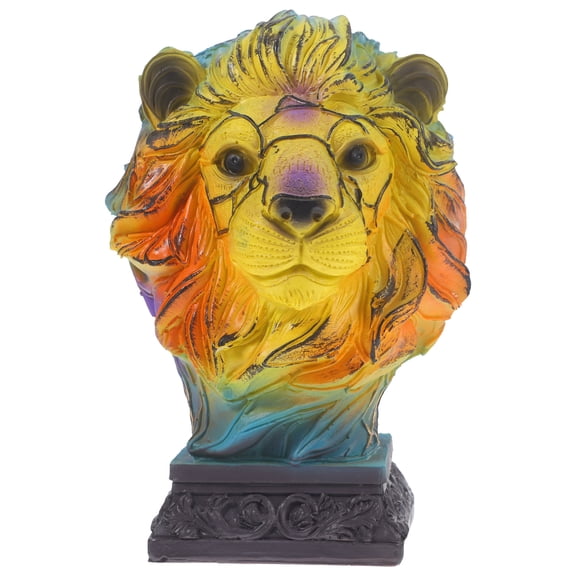 HEANUJJ Resin LED Lion Shaped Table Lamp Stained Animal Lamp for Modern Desk Lighting and Room Decor