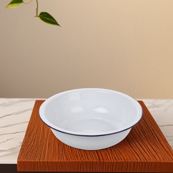 HEANUJJ Large White Enamel Wash Basin Vintage Style Mixing Bowl for Kitchen, Household Cleaning, and Multi-Purpose Use