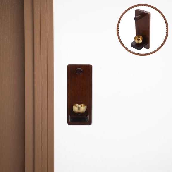 HEANUJJ Retro Wooden Doorbell Brown Brass Soft Sound Entry Notification