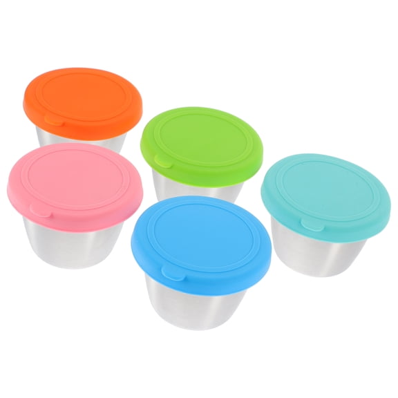 HEANUJJ 5Pcs Sauce Cups with Lids Stainless Steel Dishwasher Safe for Work Lunches