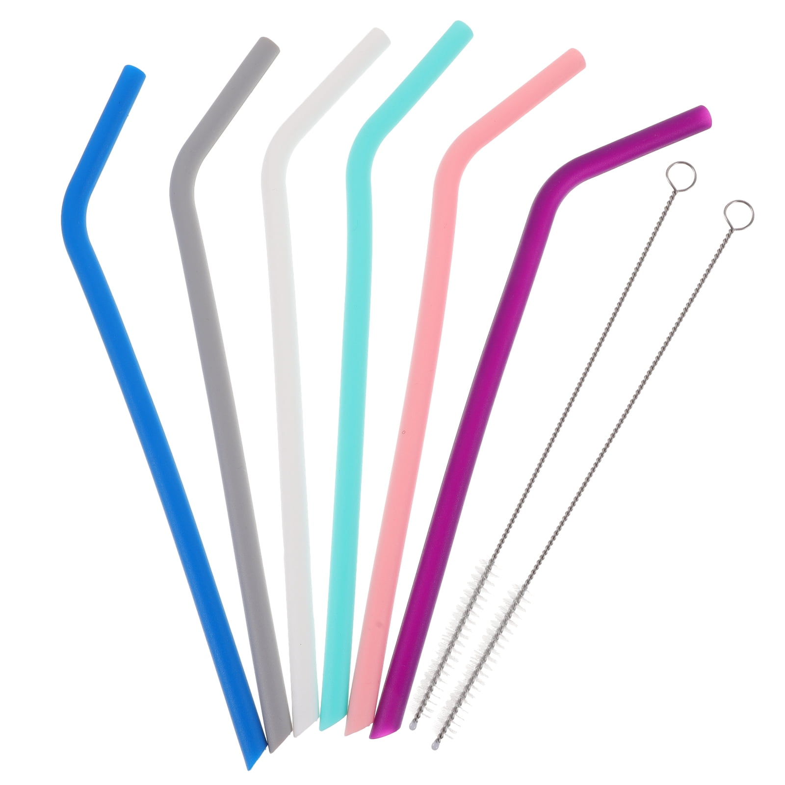 HEANUJJ Flexible Reusable Silicone Straws Assorted Colors 6pcs ...