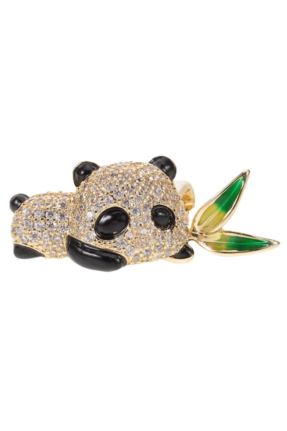 Sparkling Panda Brooch Pin with Leaf Detail for Stylish Outfit Accessory Charm
