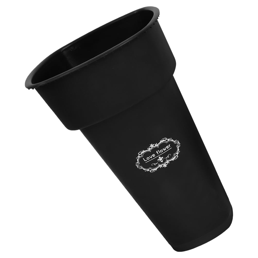 HEANUJJ Black Plastic Flower Bucket Rustic Table Vase Decorative Floral Holder for Home and Office Use