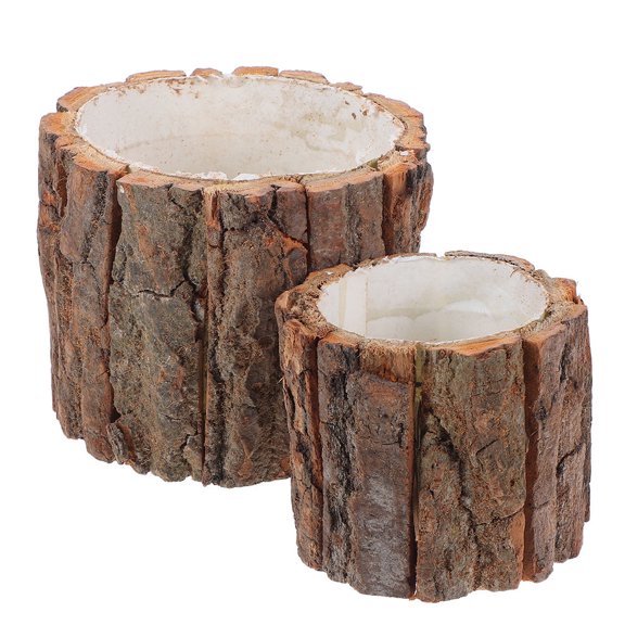 HEANUJJ Set of 2 Decorative Multi Wood Cactus Indoor Plant Pots for Home and Office