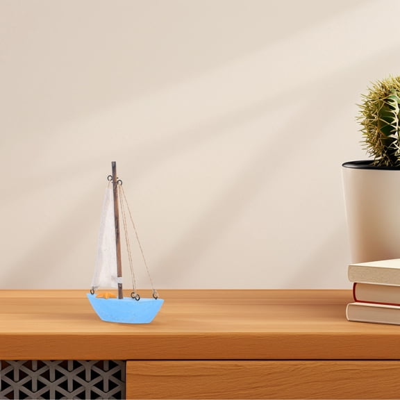 HEANUJJ Sailing Boat Figurine Statue Wooden Model Artistic Mediterranean Coastal Decoration