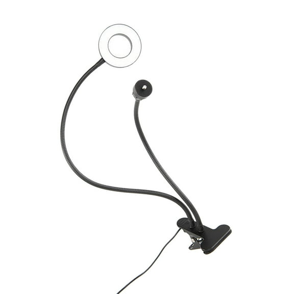 HEANUJJ Selfie LED Fill Light with Clip, Adjustable Desk Lamp, Aluminum Alloy, Black, Ideal for Photography and Video