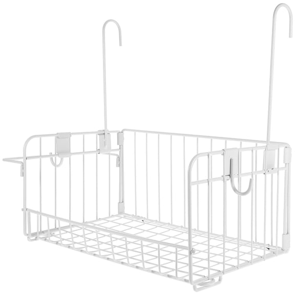 HEANUJJ White Wall-Mounted Hanging Wire Basket for Bathroom Shower Soap Holder, Organizer Storage Rack, 1 Set